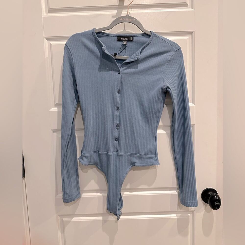 NEW Missguided Ribbed Long sleeve Henley bodysuit
